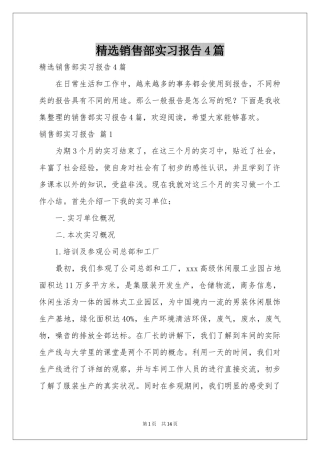 销售部实习报告4篇