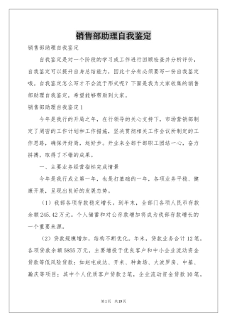 销售部助理自我鉴定