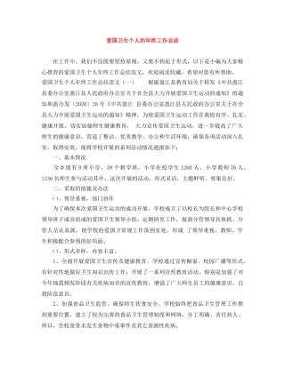 爱国卫生个人的年终工作总结 