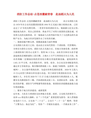 消防工作总结-点苍西麓献青春　赴汤蹈火为人民 