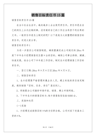 销售目标责任书15篇