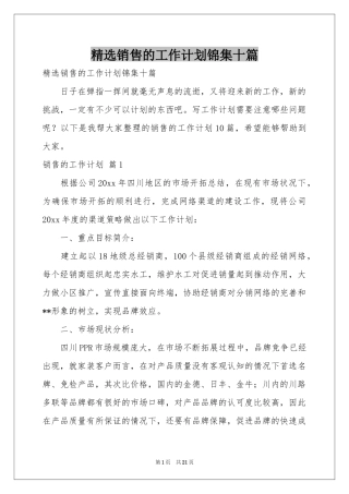 销售的工作参考计划锦集十篇