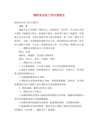 消防安全员工作计划范文 (2) 