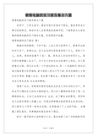 销售电脑的实习报告集合六篇