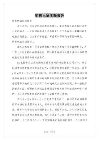销售电脑实践报告