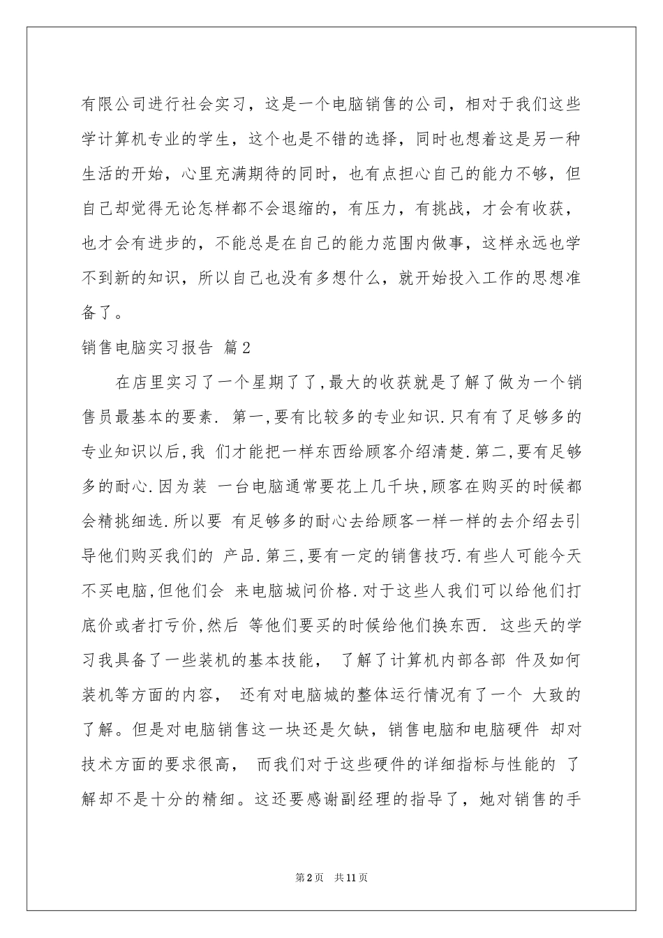 销售电脑实习报告集合五篇_第2页