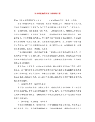 污水站化验员转正工作总结三篇 