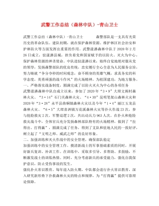 武警工作总结（森林中队）-青山卫士 