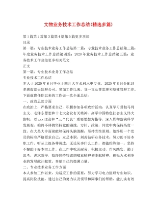 文物业务技术工作总结(精选多篇) 