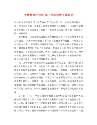 文物普查办2024年上半年田野工作总结 