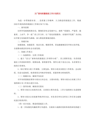 文广新局质量强县工作计划范文 