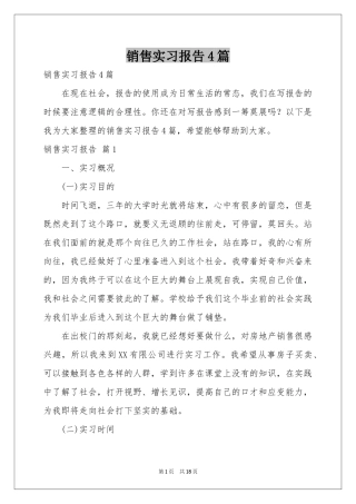 销售实习报告4篇