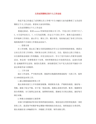 文员试用期转正的个人工作总结 