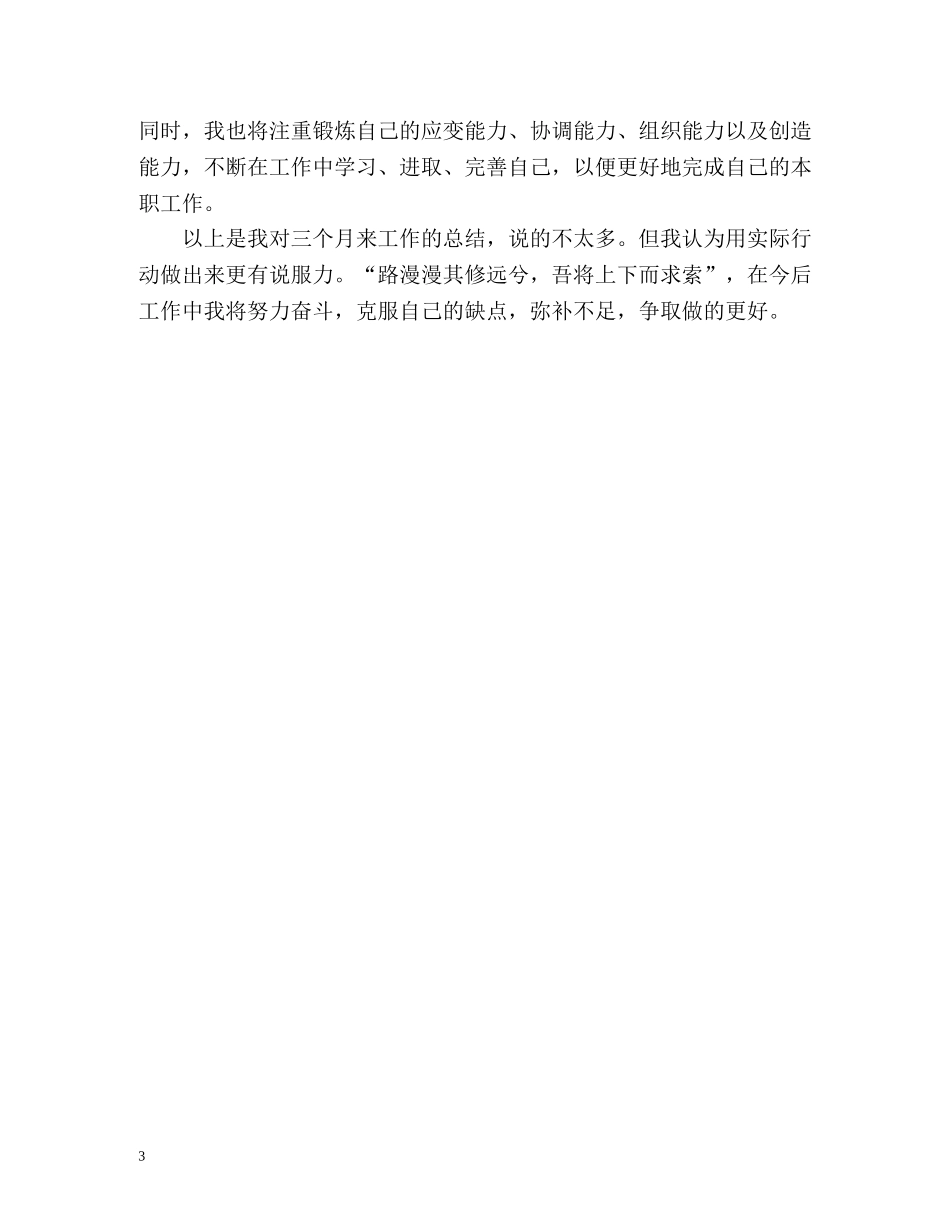 文员试用期工作总结报告格式 _第3页