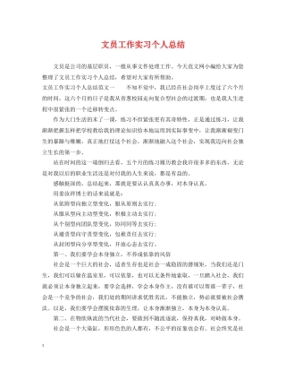 文员工作实习个人总结 