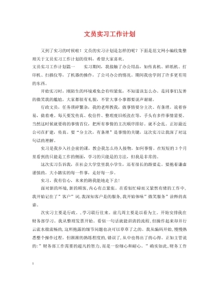 文员实习工作计划 