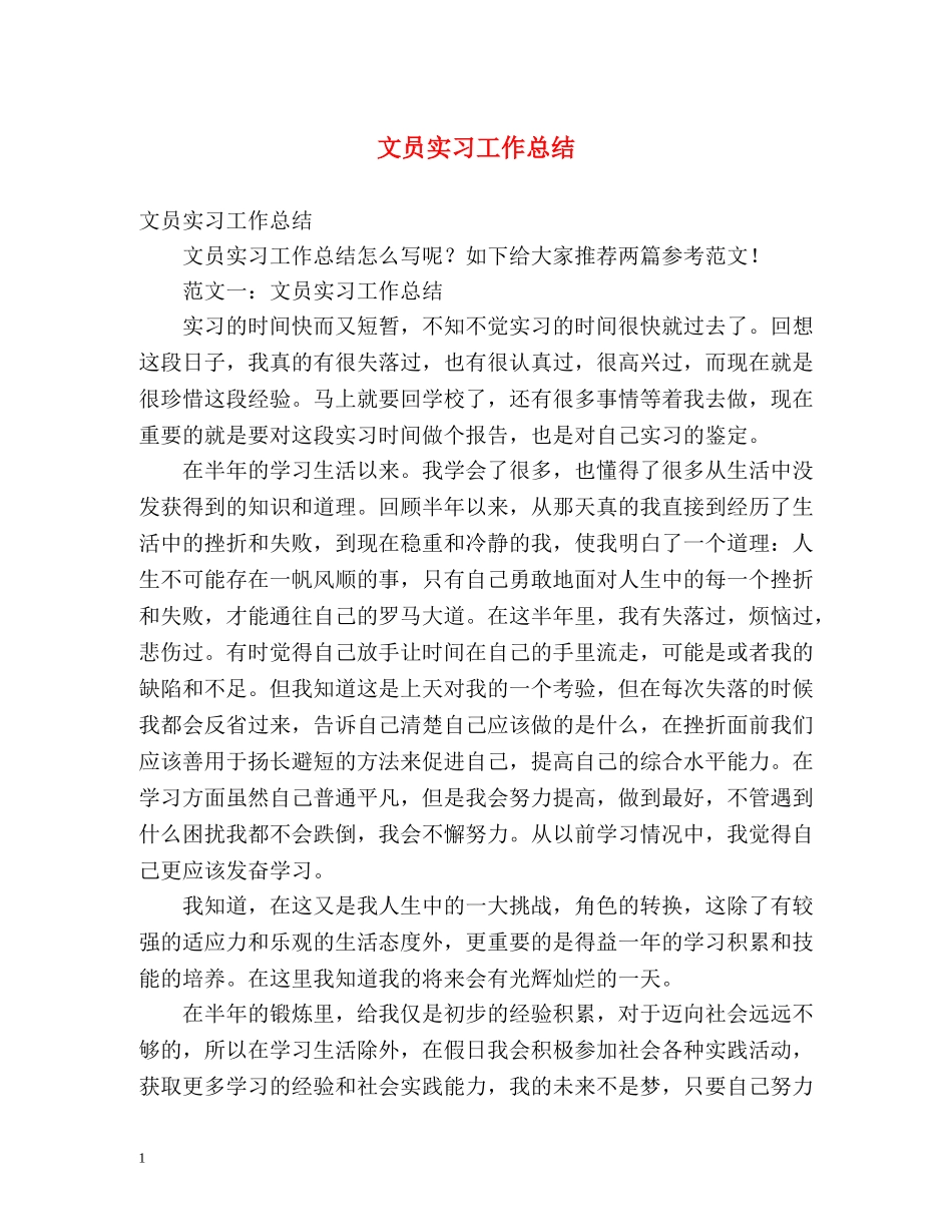 文员实习工作总结 _第1页
