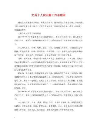 文员个人试用期工作总结表 