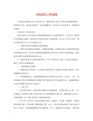 文化站长工作总结 