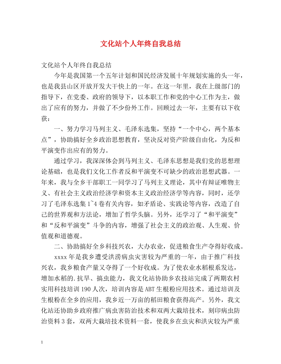 文化站个人年终自我总结 _第1页