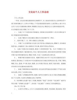 文化站个人工作总结 