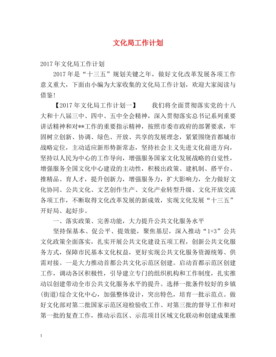 文化局工作计划 _第1页