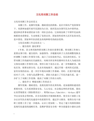 文化局双拥工作总结 