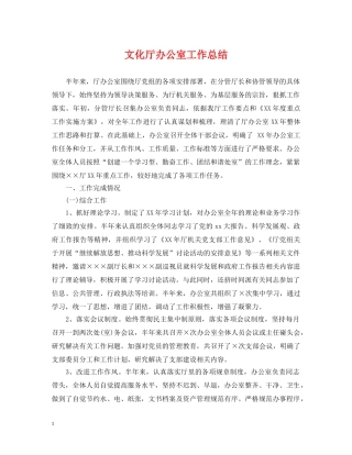 文化厅办公室工作总结 