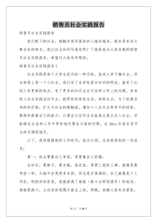 销售员社会实践报告
