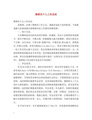 推销员个人工作总结 