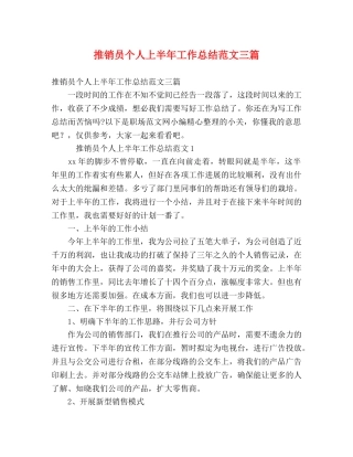 推销员个人上半年工作总结范文三篇 