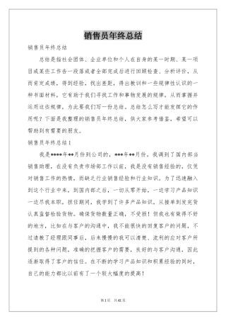 销售员年终参考总结