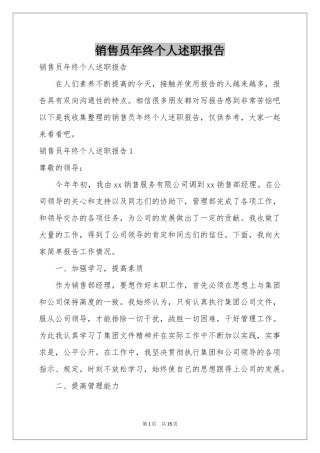 销售员年终个人述职报告