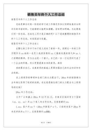 销售员年终个人工作参考总结