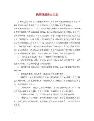 托班班级安全计划 