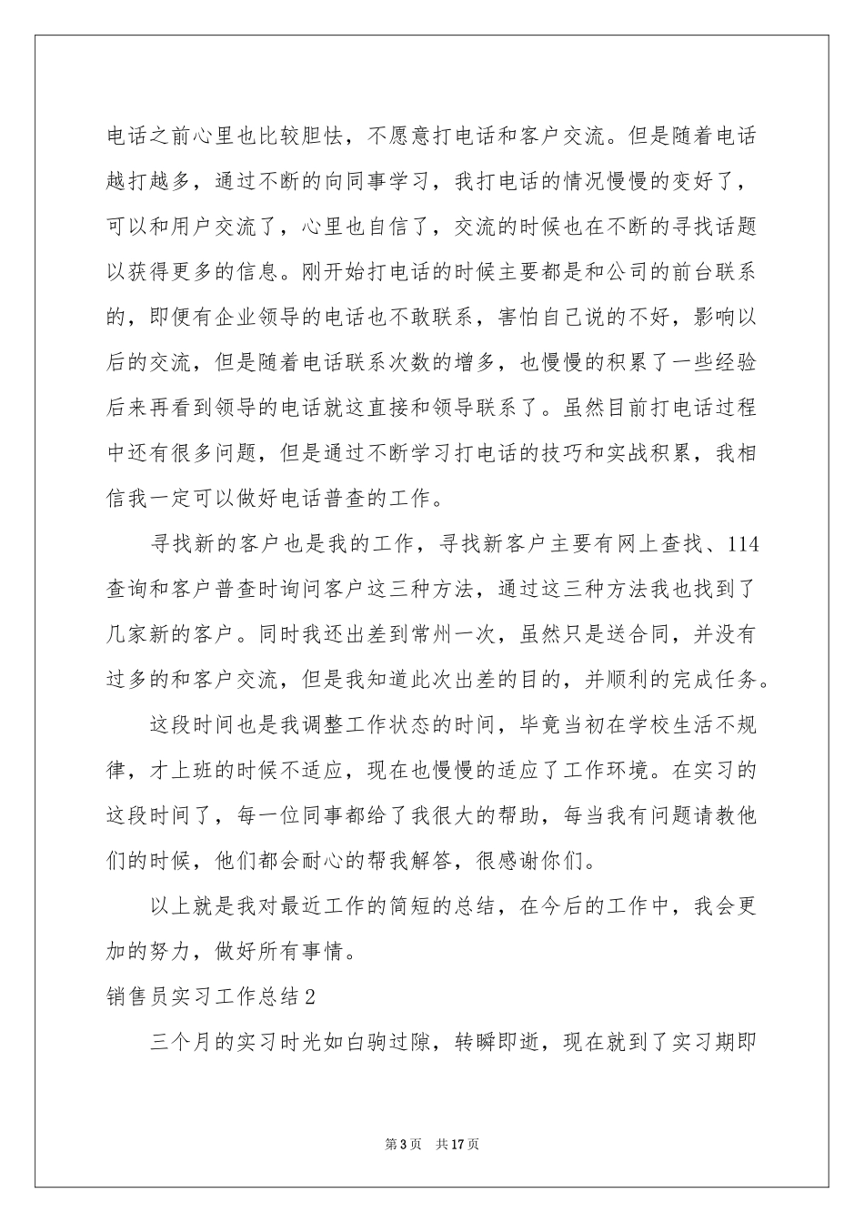 销售员实习工作参考总结_第3页