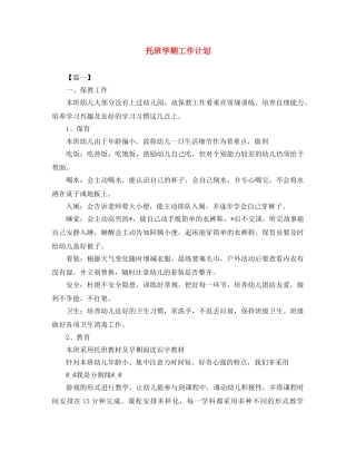 托班学期工作计划 