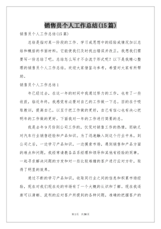 销售员个人工作参考总结(15篇)