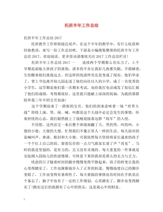 托班半年工作总结 