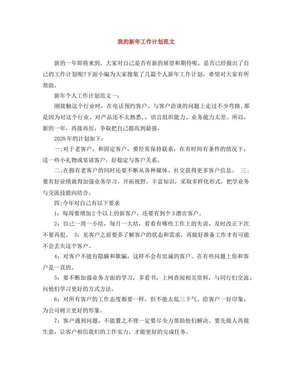我的新年工作计划范文 _第1页
