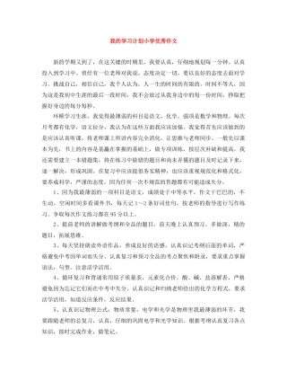 我的学习计划小学优秀作文 