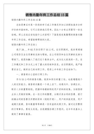 销售内勤年终工作参考总结15篇