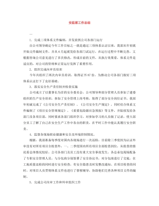 安监部工作总结 