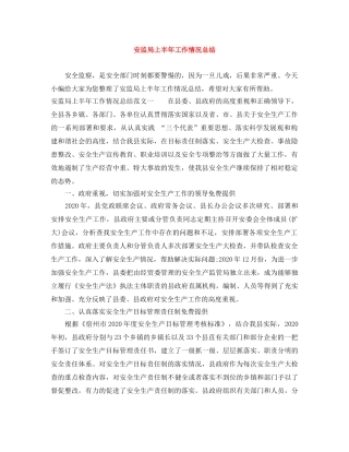 安监局上半年工作情况总结 