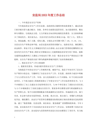 安监局20XX年度工作总结2 