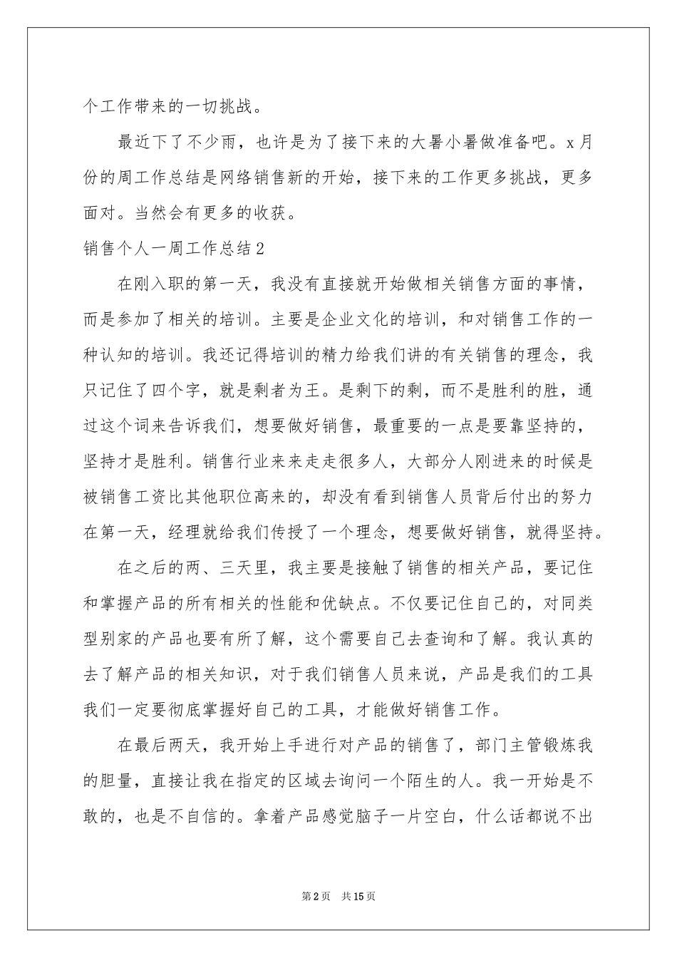 销售个人一周工作参考总结_第2页