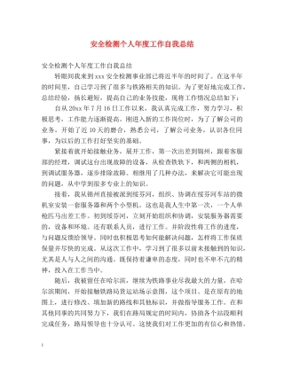 安全检测个人年度工作自我总结 