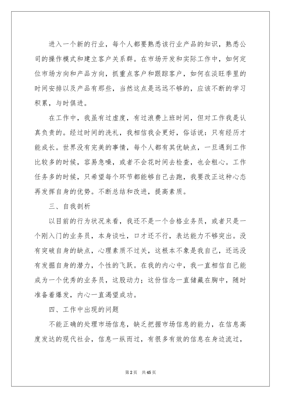 销售业务员个人工作参考总结集锦15篇_第2页
