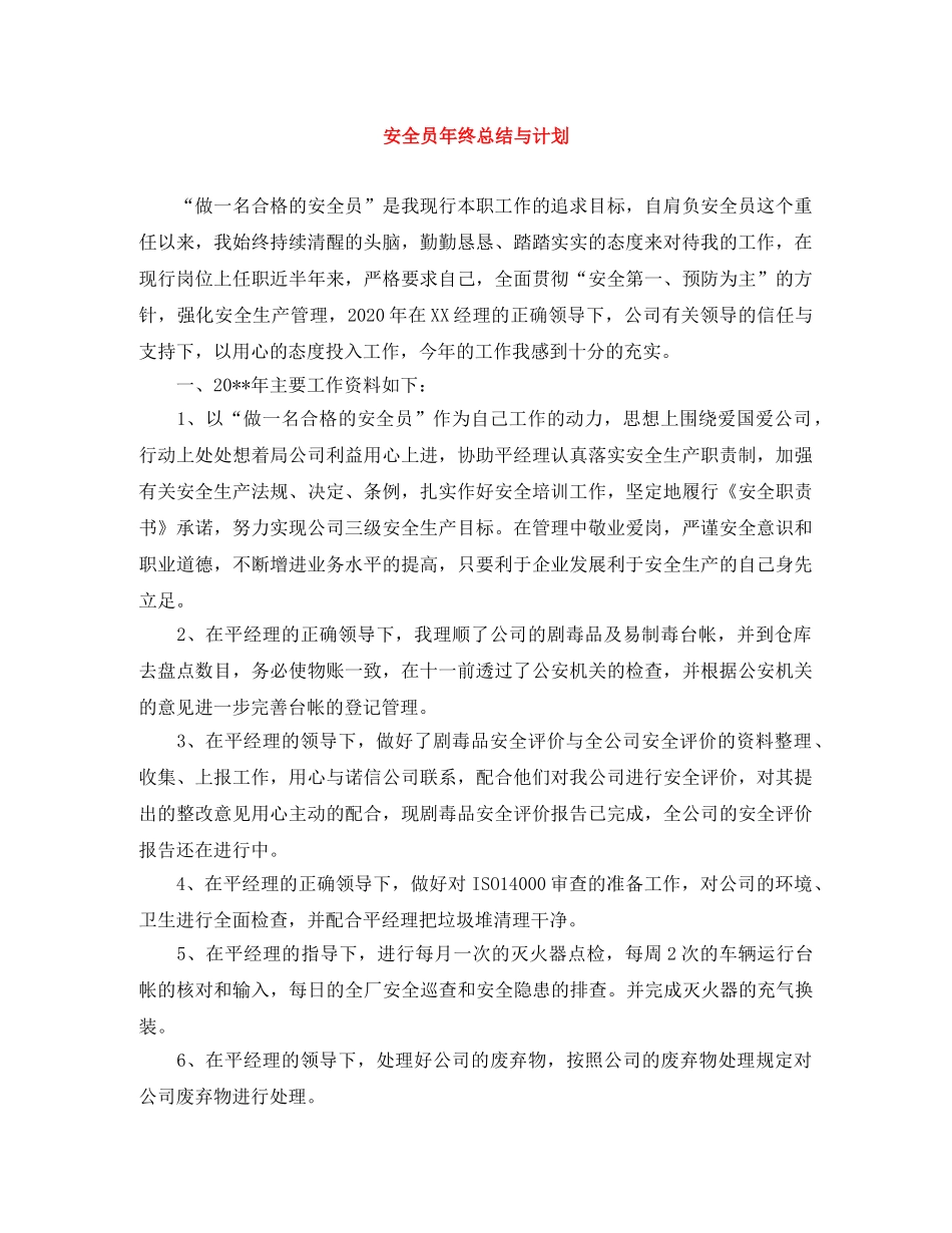 安全员年终总结与计划 _第1页