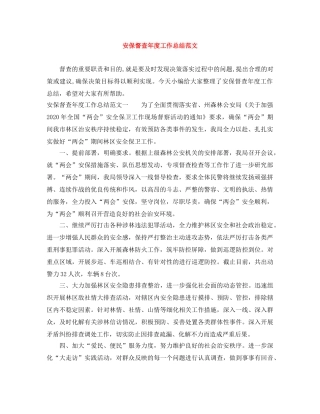 安保督查年度工作总结范文 